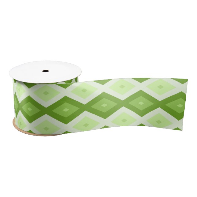 Chartreuse green diamond pattern satin ribbon (Spool)