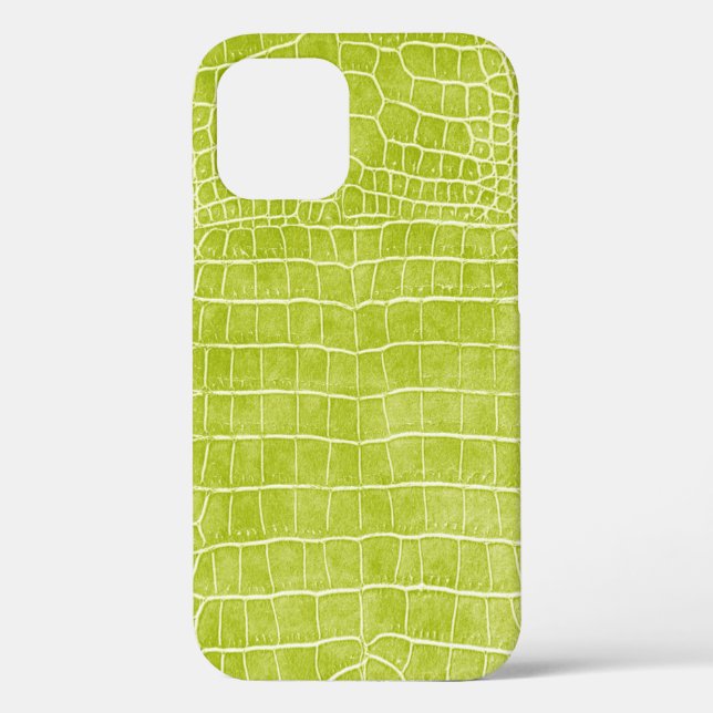 Chartreuse Green Faux Crocodile Leather Case-Mate iPhone Case (Back)