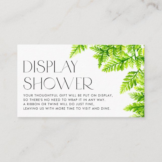  Chartreuse Green Fern Leaves Display Shower Enclosure Card (Front)