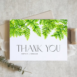 Chartreuse Green Fern Leaves Garland Wedding Thank You Card