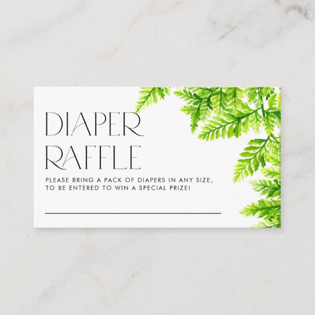 Chartreuse Green Ferns Baby Shower Diaper Raffle Enclosure Card (Front)