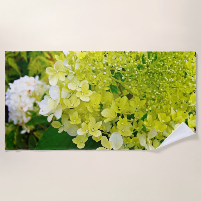 Chartreuse Green, Limelight Hydrangea, Beach Towel (Front)