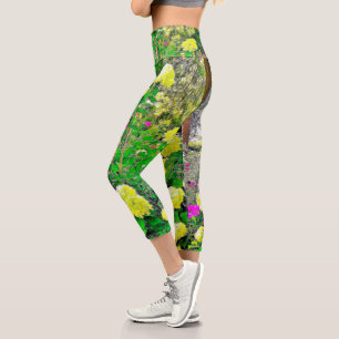 Chartreuse Green Limelight Hydrangea Garden Capri Leggings