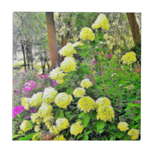 Chartreuse Green Limelight Hydrangea Garden Ceramic Tile