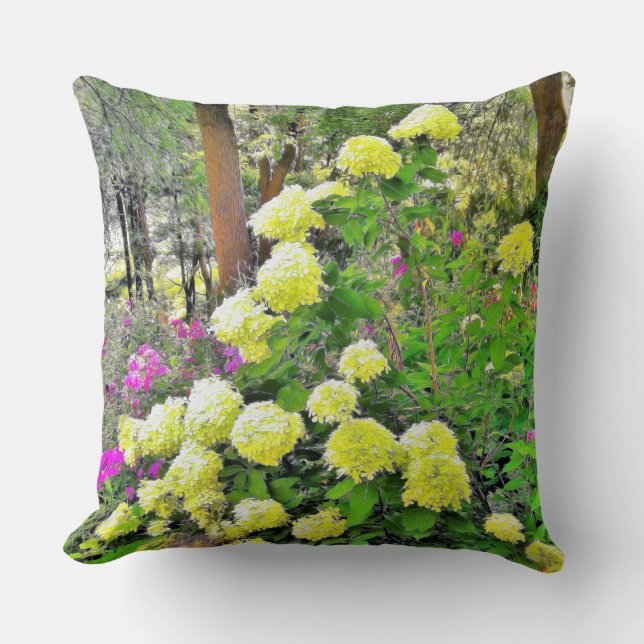 Chartreuse Green Limelight Hydrangea Garden Cushion (Front)