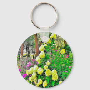 Chartreuse Green Limelight Hydrangea Garden Key Ring