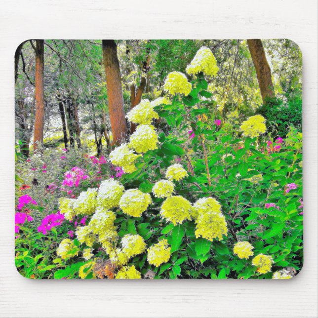 Chartreuse Green Limelight Hydrangea Garden Mouse Pad (Front)