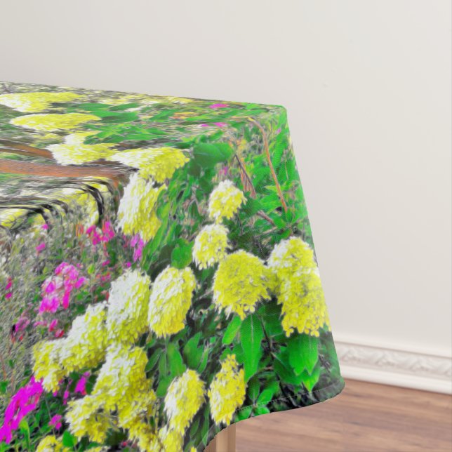 Chartreuse Green Limelight Hydrangea Garden Tablecloth (In Situ)