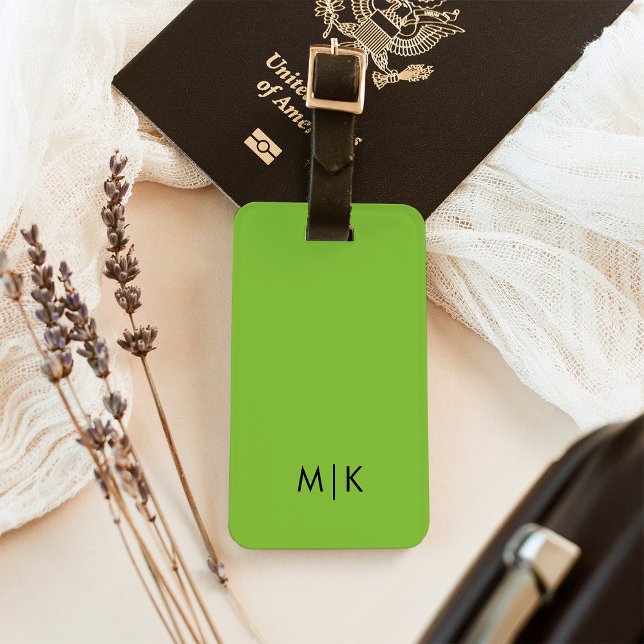 Chartreuse Green | Modern Monogram Luggage Tag (Creator Uploaded)