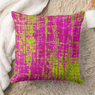 Chartreuse Kiss Pink and Green Abstract Cushion