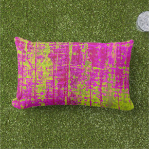 Chartreuse Kiss Pink and Green Abstract Outdoor Cushion