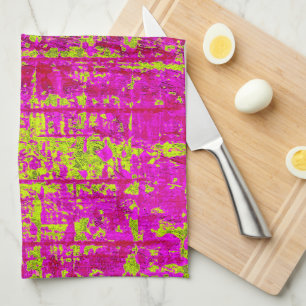 Chartreuse Kiss Pink and Green Abstract Tea Towel