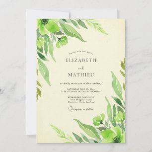 Chartreuse Leafy Wedding Invitation