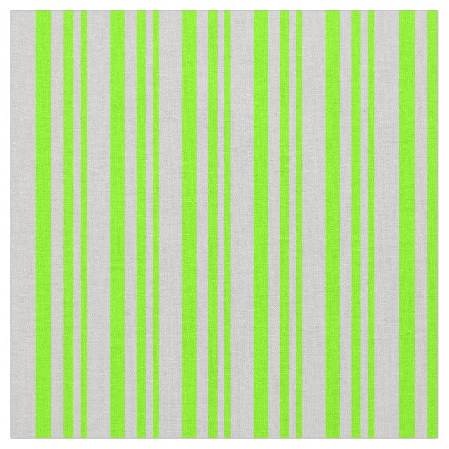 Chartreuse & Light Grey Coloured Lined Pattern Fabric (Close Up)