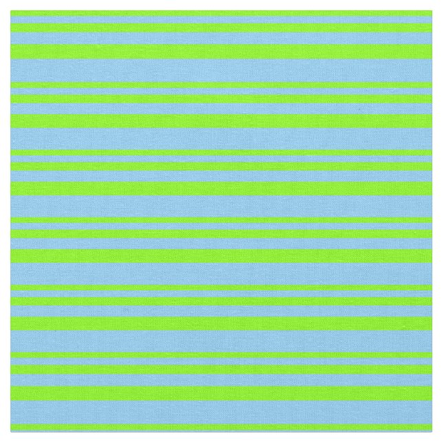 Chartreuse & Light Sky Blue Coloured Lines Fabric (Close Up)