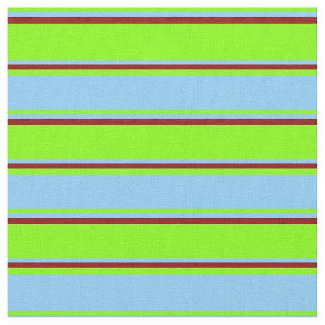 Chartreuse, Light Sky Blue & Dark Red Coloured Fabric (Close Up)