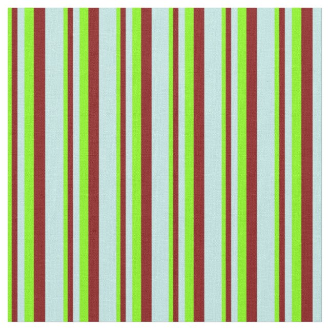 Chartreuse, Maroon, and Turquoise Coloured Stripes Fabric (Close Up)