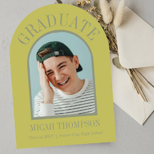 Chartreuse Modern Arch Grad Photo Announcement