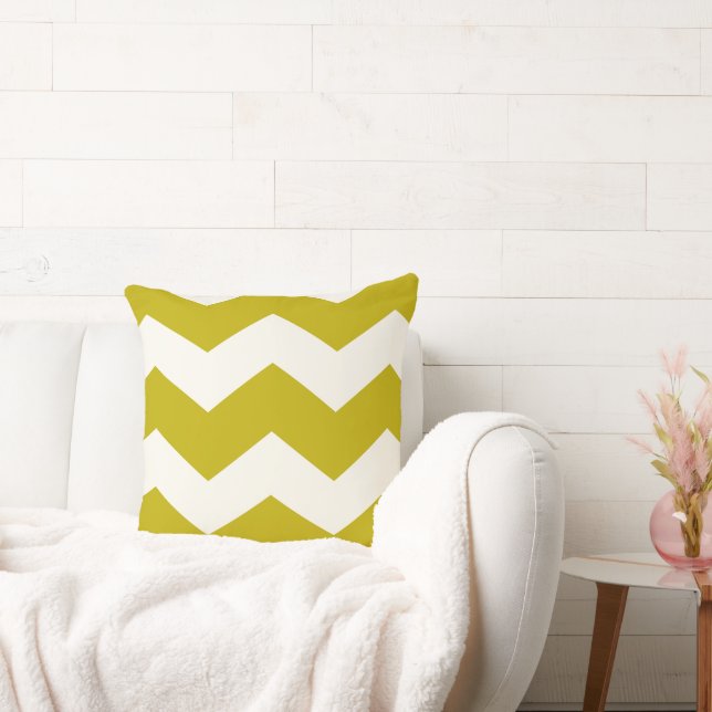 Chartreuse Modern Zigzag Chevron Pattern Cushion (Couch)