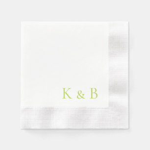 Chartreuse Monogram White Coined Wedding Napkin