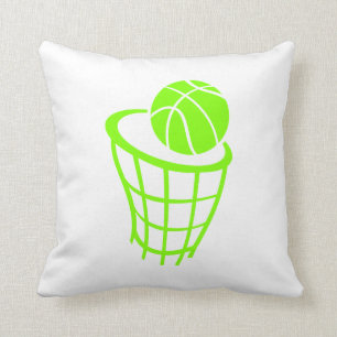 Chartreuse, Neon Green Basketball Cushion