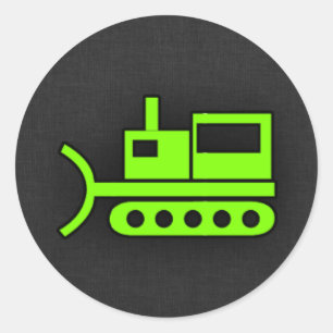 Chartreuse, Neon Green Bulldozer Classic Round Sticker