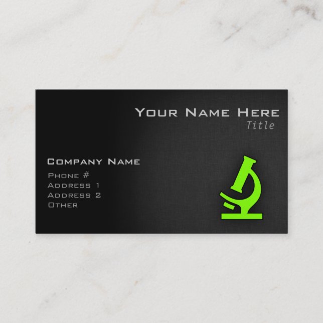 Chartreuse, Neon Green Microscope Business Card (Front)