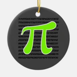 Chartreuse, Neon Green Pi symbol Ceramic Tree Decoration