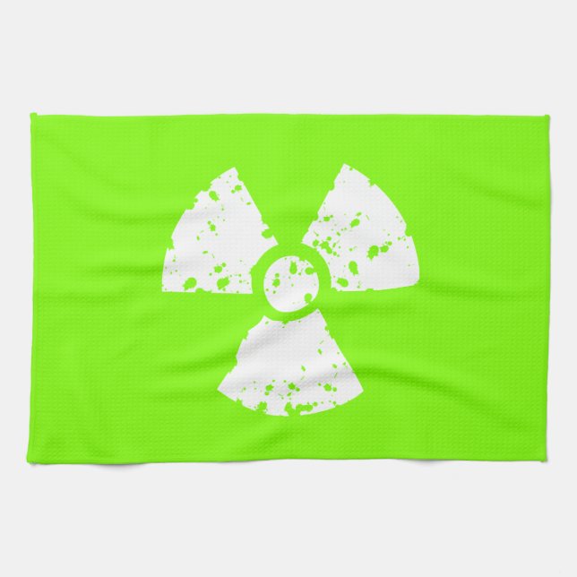 Chartreuse, Neon Green Radioactive Symbol Tea Towel (Horizontal)