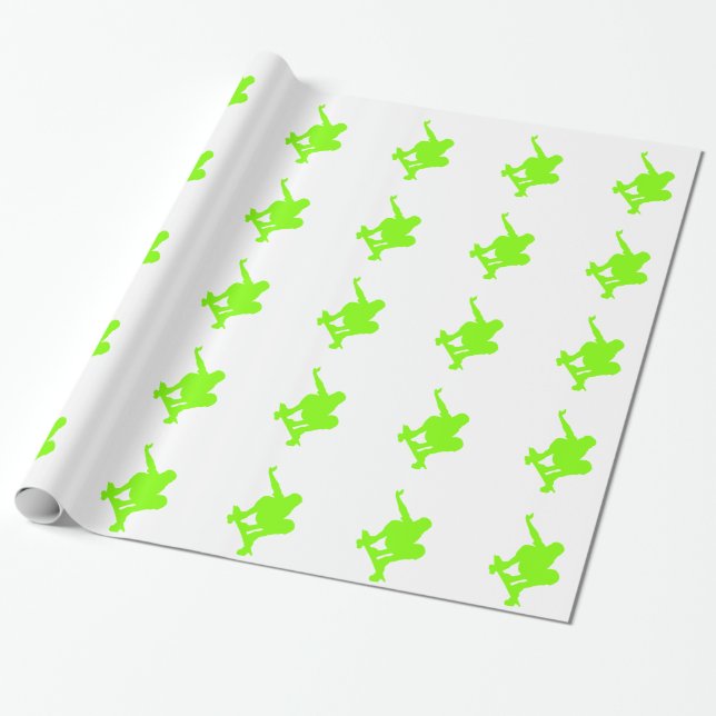 Chartreuse, Neon Green Skater Wrapping Paper (Unrolled)
