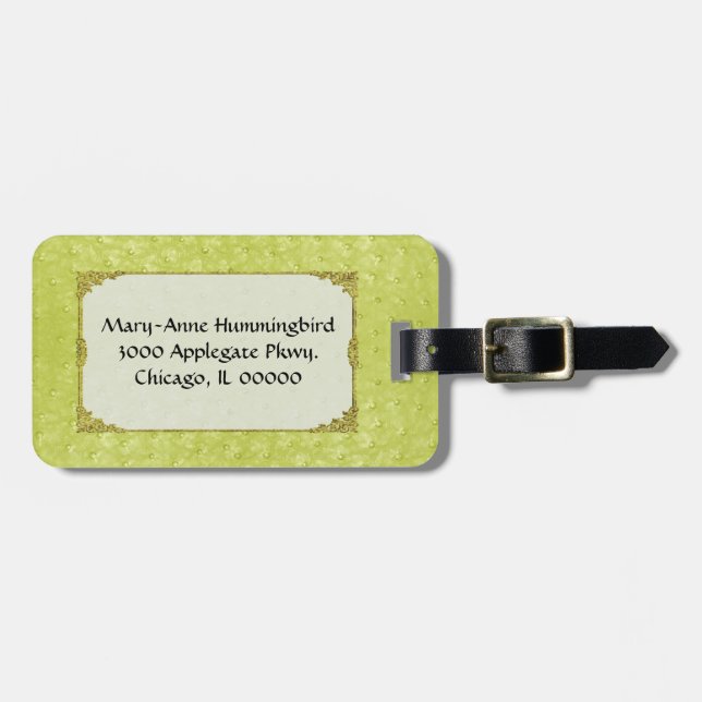 Chartreuse Ostrich Skin Look Custom Luggage Tage Tag (Front Horizontal)
