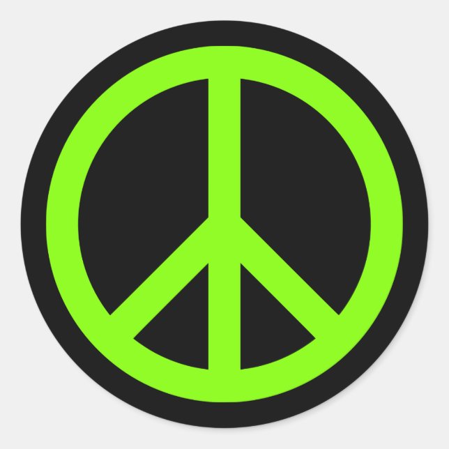 Chartreuse Peace Symbol Classic Round Sticker (Front)