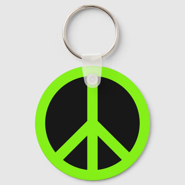 Chartreuse Peace Symbol Key Ring (Front)