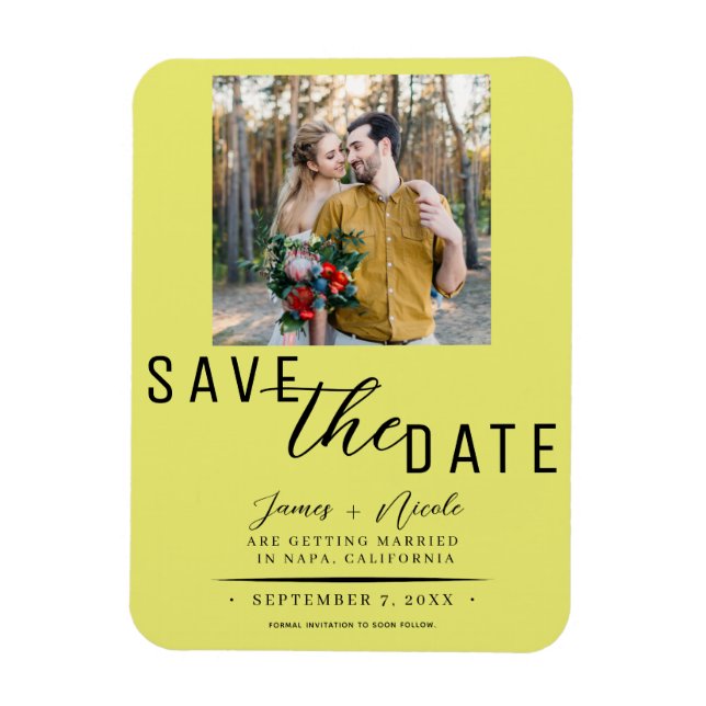 Chartreuse Save the Date Photo Wedding Magnet (Vertical)