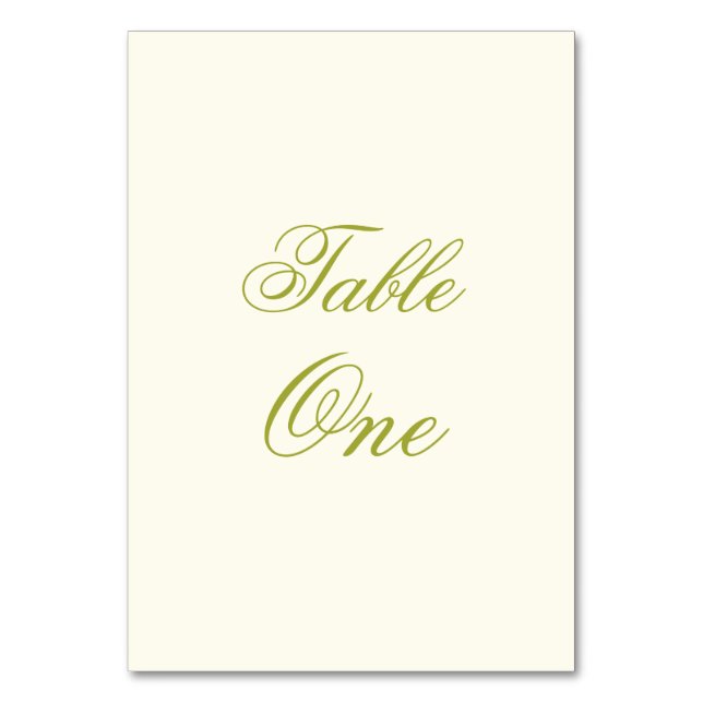 Chartreuse Script  Table Number (Front)
