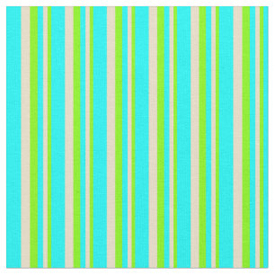 Chartreuse, Tan, and Cyan Lined/Striped Pattern Fabric