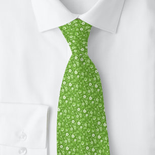 Chartreuse Tiny Flowers Tie