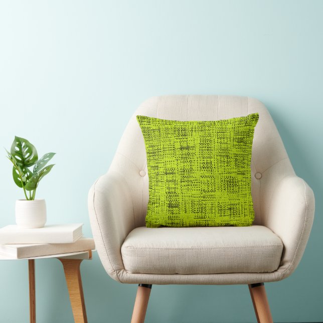 Chartreuse Tweed  Throw Pillow Cotton    (Chair)