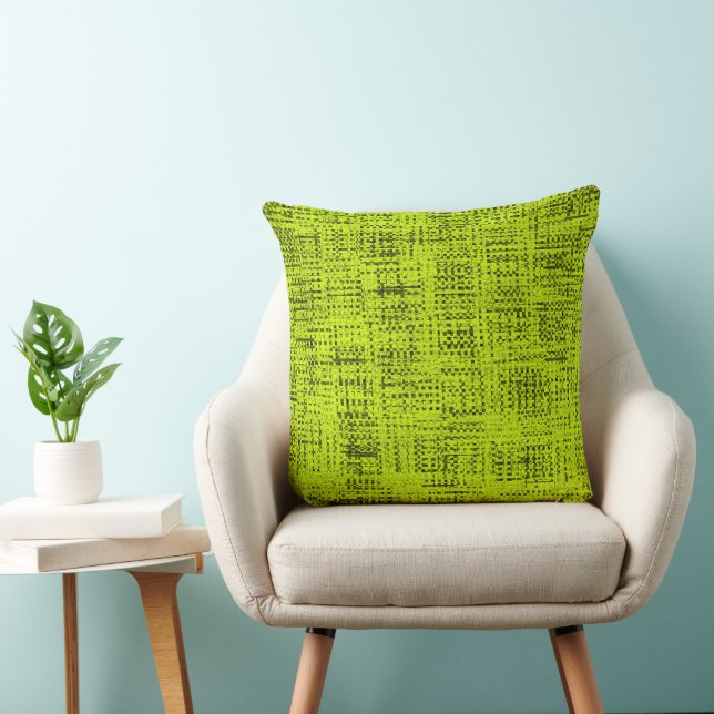Chartreuse Tweed  Throw Pillow Polyester (Chair)