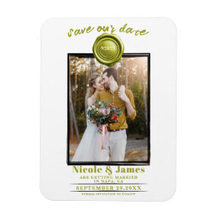 Chartreuse Wax Seal Photo Wedding Save the Date Magnet