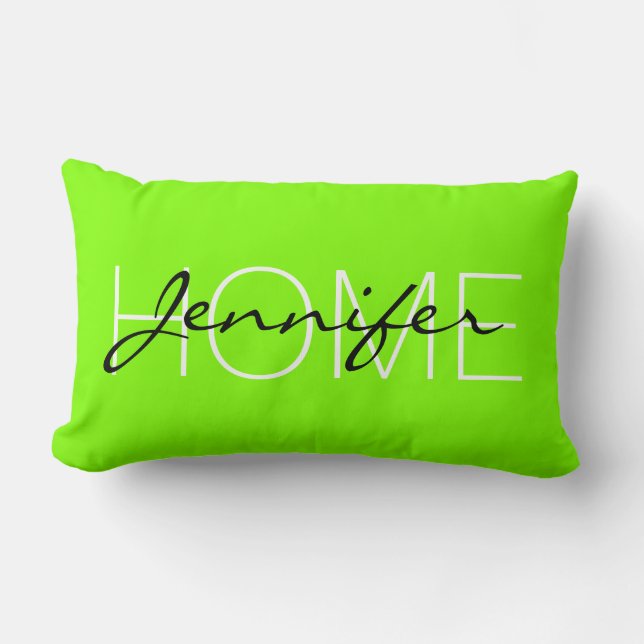 Chartreuse (web) colour home monogram lumbar cushion (Front)