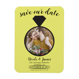 Chartreuse Wedding Ring Photo Save the Date Magnet