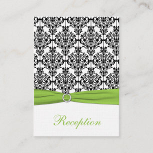 Chartreuse, White and Black Damask Enclosure Card