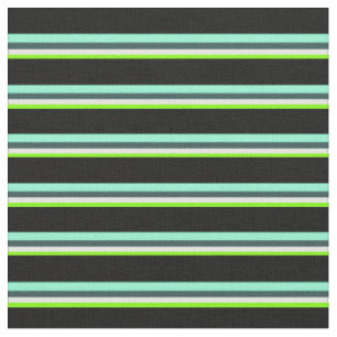 Chartreuse, White, Grey, Aquamarine & Black Fabric