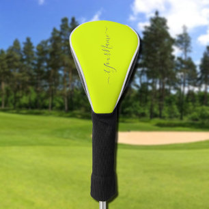 chartreuse yellow - add name golf head cover