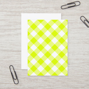 Chartreuse Yellow Gingham Blank Business Card