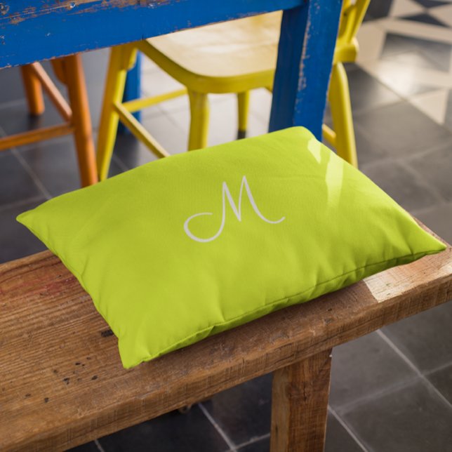 Chartreuse yellow -  monogrammed      decorative cushion (Creator Uploaded)
