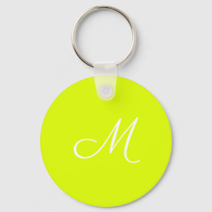 Chartreuse yellow -  monogrammed key ring