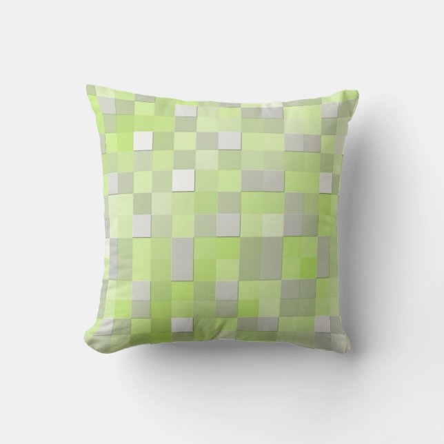 Chartreuse Yellow Mosaic Pattern Cushion (Front)