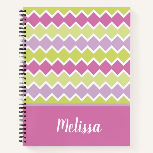 Chartreuse Yellow Pink Personalised  Notebook (Front)